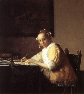Una dama escribiendo una carta barroca Johannes Vermeer Pinturas al óleo